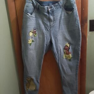 Disney Light Blue Princess Print Straight Leg Jeans